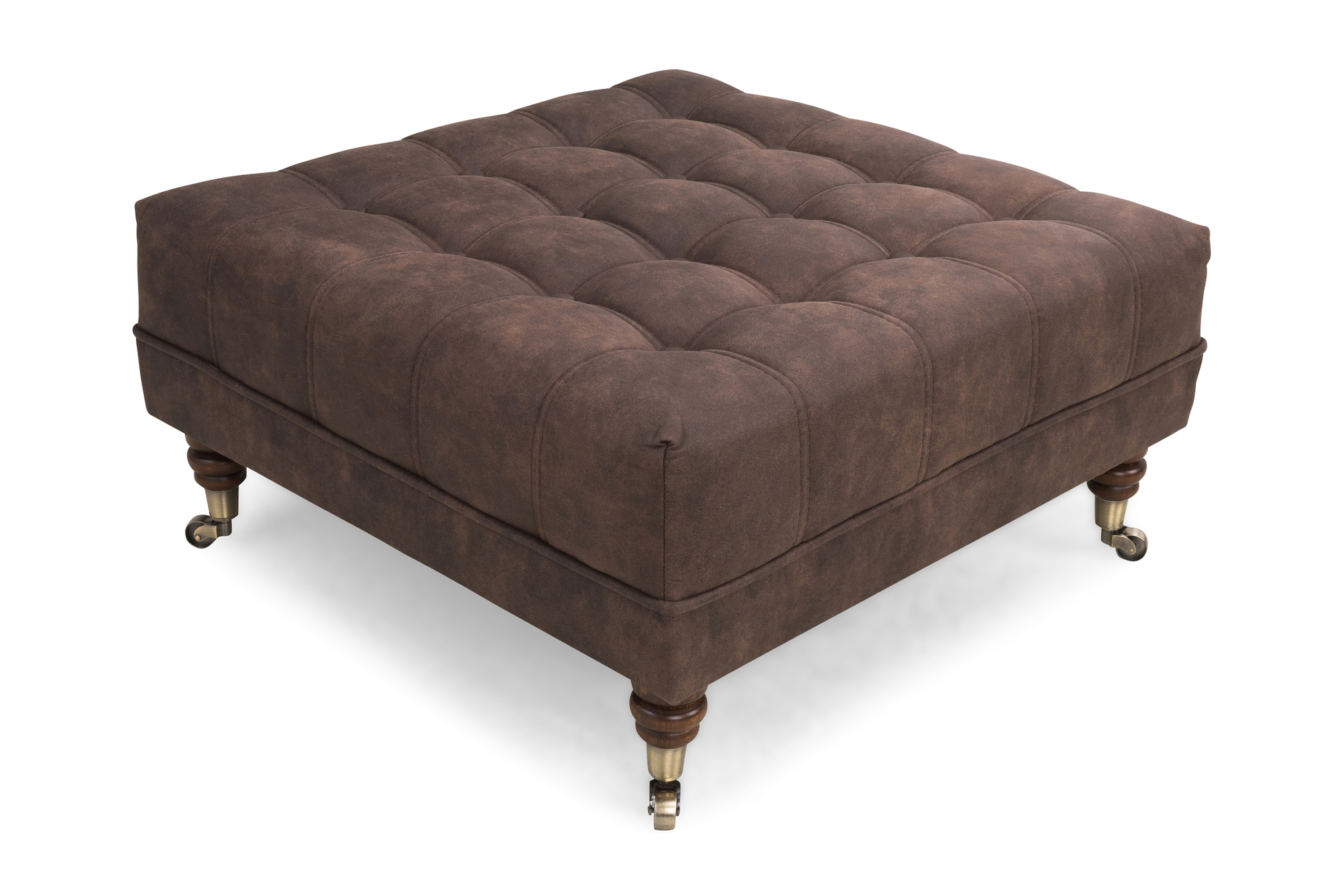 CHESTERFIELD DELUXE Fotpall Fyrkantig 70 Vintage Mörkbrun –