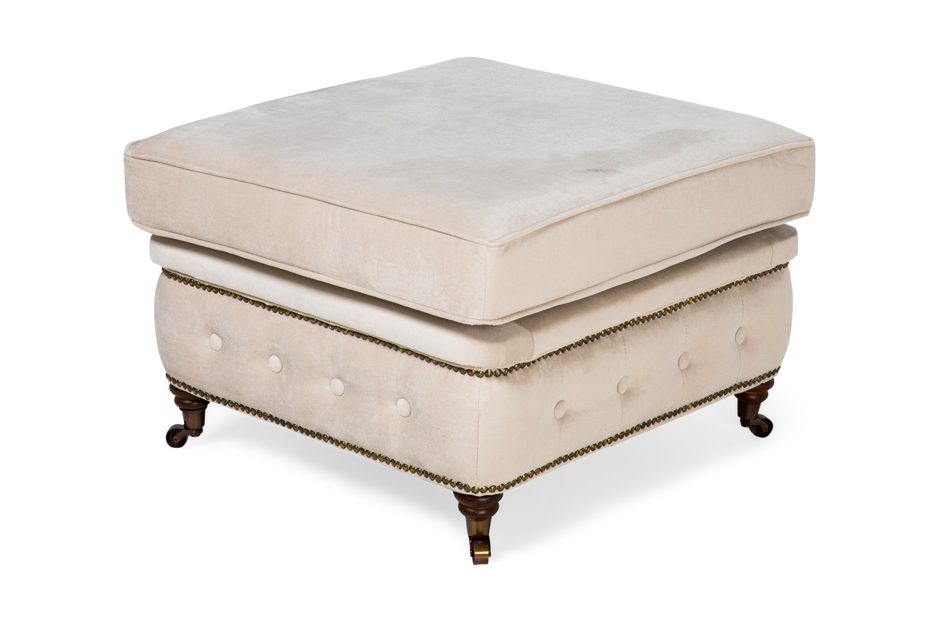 Manor House CHESTERFIELD LUX Fotpall Sammet Beige –