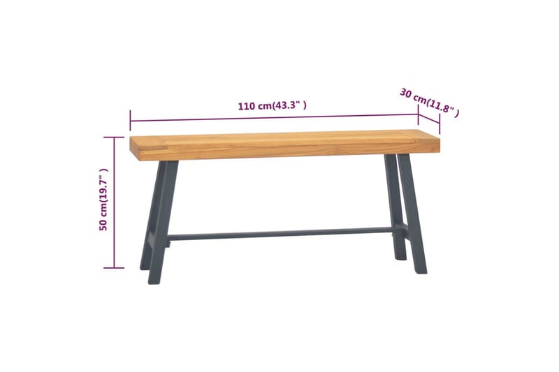 Bänk 110 cm massiv teak - Brun - Möbler - Vardagsrum - Stolar & sittmöbler - Sittbänk