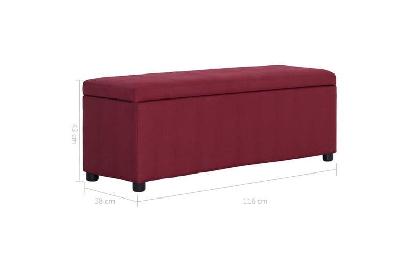 Bänk med förvaringsutrymme 116 cm vinröd polyester - Röd - Möbler - Vardagsrum - Stolar & sittmöbler - Sittbänk