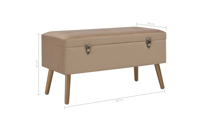 Bänk med förvaringsutrymme 80 cm beige sammet - Beige - Sittbänk