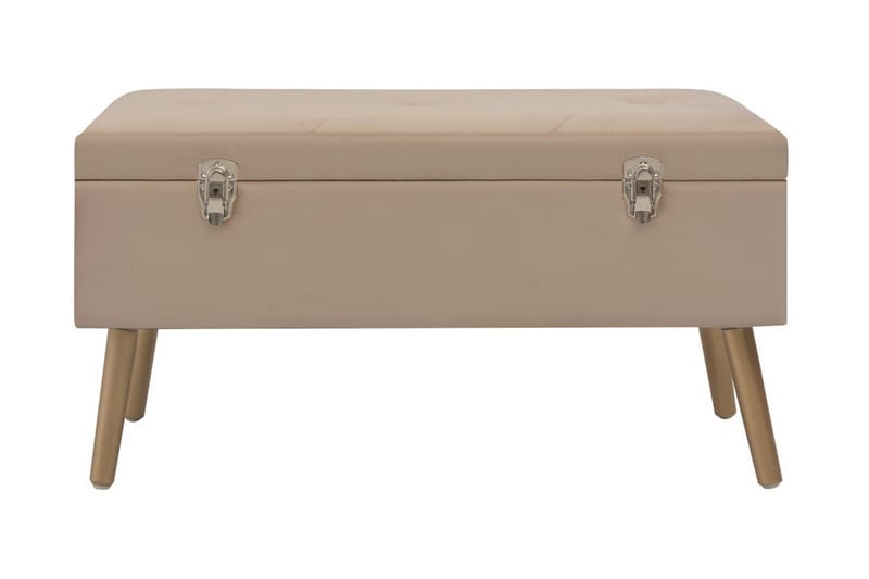 Bänk med förvaringsutrymme 80 cm beige sammet - Beige - Sittbänk