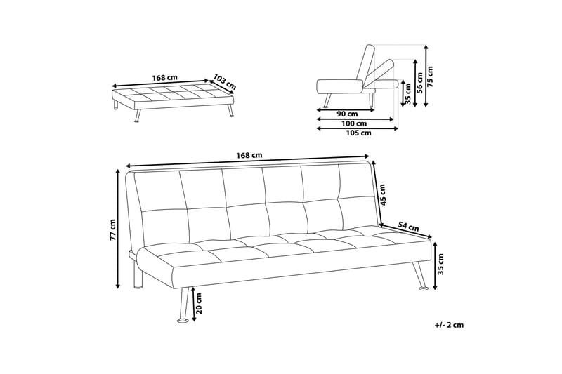 Tunni Bäddsoffa 3-sits - Blå/Svart - Möbler - Vardagsrum - Bäddsoffor