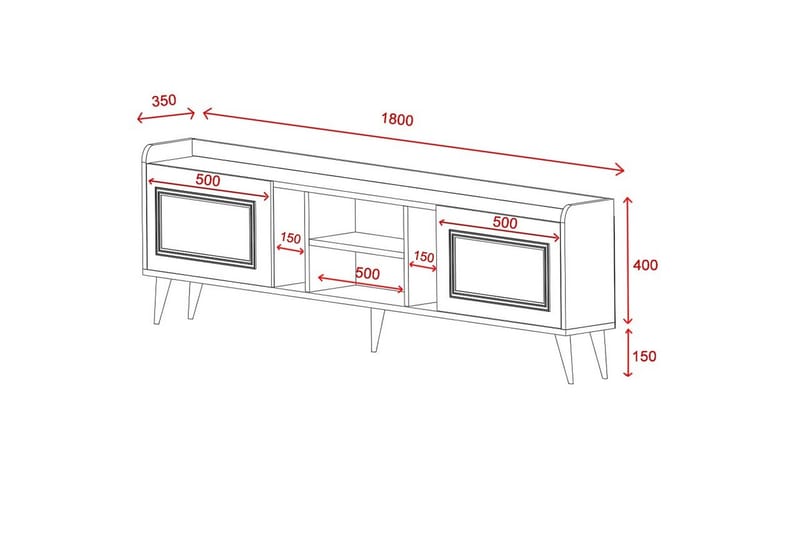 ALYASMIN Tv-möbelset 180x27 cm Vit/Guld - Möbler - Vardagsrum - Tv-möbler & mediamöbler - Tv-möbelset