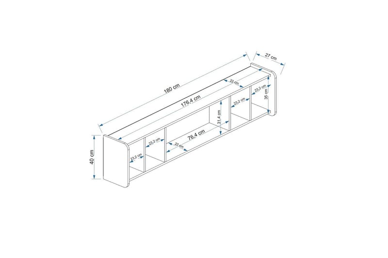 ALYASMIN Tv-möbelset 180x27 cm Vit/Guld - Möbler - Vardagsrum - Tv-möbler & mediamöbler - Tv-möbelset