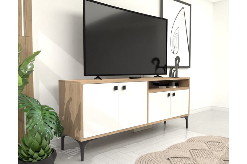 Artemis  Tv-bänk 139 cm Vit/Ek - Möbler - Vardagsrum - Tv-möbler & mediamöbler - Tv-bänkar