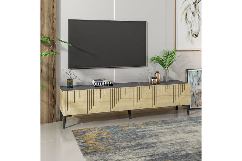 ARTEMIS Tv-bänk 180x37 cm Brun/Svart - Möbler - Vardagsrum - Tv-möbler & mediamöbler - Tv-bänkar