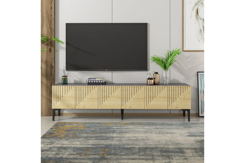 ARTEMIS Tv-bänk 180x37 cm Brun/Svart - Möbler - Vardagsrum - Tv-möbler & mediamöbler - Tv-bänkar