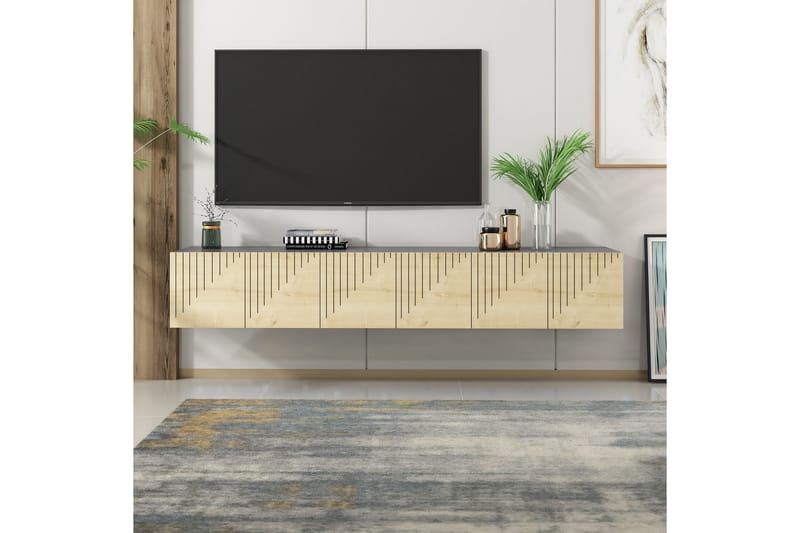 ARTEMIS Tv-bänk 180x37 cm Brun/Svart - Möbler - Vardagsrum - Tv-möbler & mediamöbler - Tv-bänkar