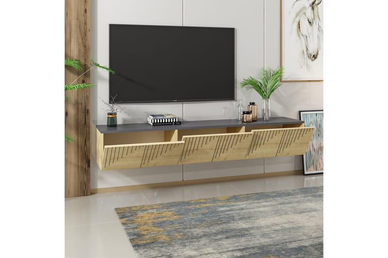 ARTEMIS Tv-bänk 180x37 cm Brun/Svart - Möbler - Vardagsrum - Tv-möbler & mediamöbler - Tv-bänkar