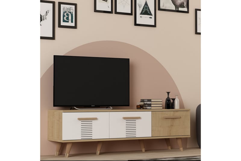 ASIMO Tv-bänk 150x35 cm Brun/Vit - Möbler - Vardagsrum - Tv-möbler & mediamöbler - Tv-bänkar