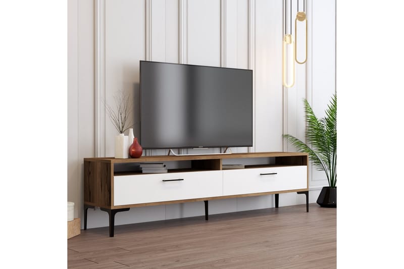 ASKEDAL Tv-bänk 180 cm Valnöt/Vit - Möbler - Vardagsrum - Tv-möbler & mediamöbler - Tv-bänkar