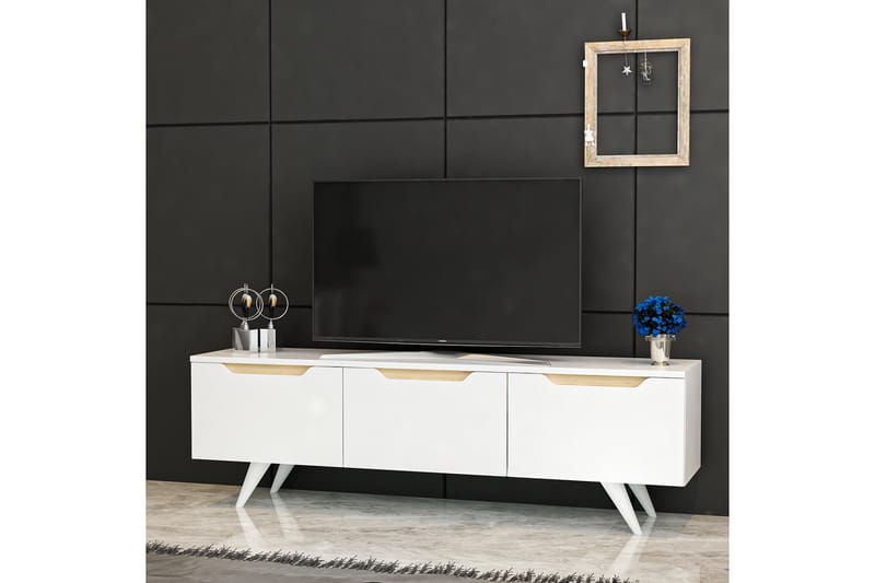 BABICE Tv-bänk 150x35 cm Vit/Brun - Möbler - Vardagsrum - Tv-möbler & mediamöbler - Tv-bänkar