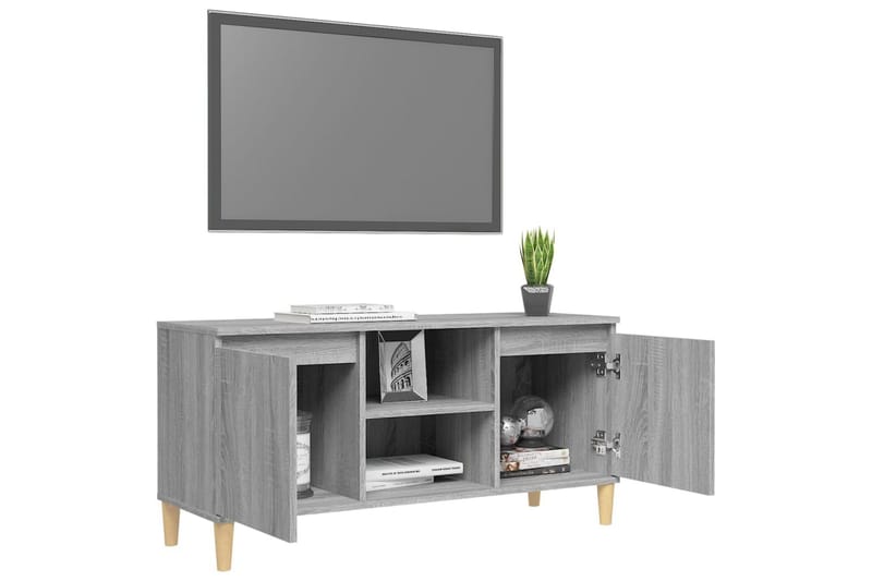 beBasic TV-bänk med massiva träben grå sonoma 103,5x35x50 cm - Möbler - Vardagsrum - Tv-möbler & mediamöbler - Tv-bänkar