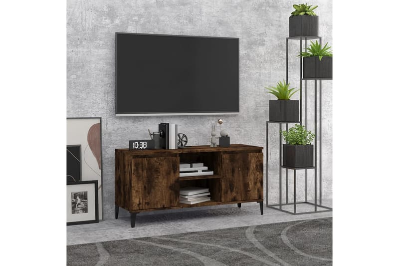 beBasic TV-bänk med metallben rökfärgad ek 103,5x35x50 cm - Möbler - Vardagsrum - Tv-möbler & mediamöbler - Tv-bänkar