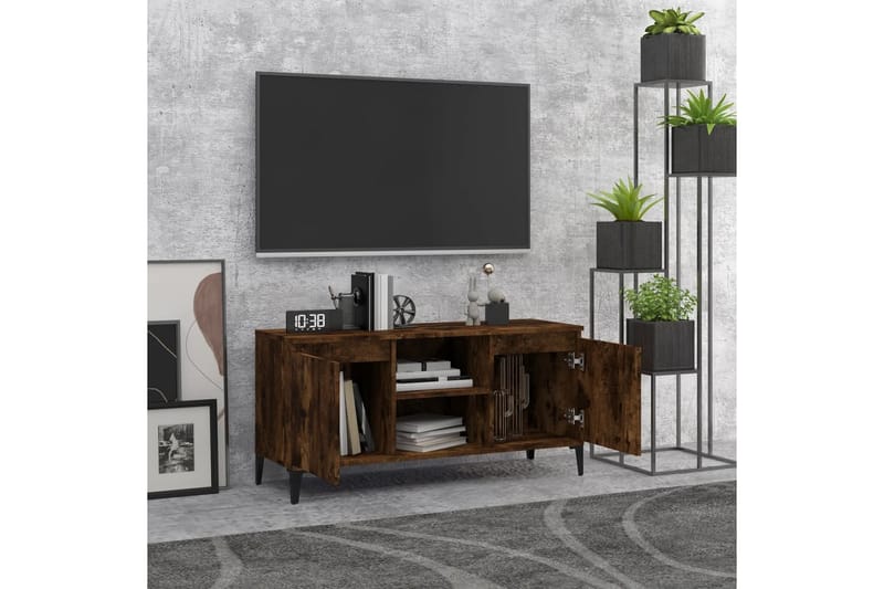 beBasic TV-bänk med metallben rökfärgad ek 103,5x35x50 cm - Möbler - Vardagsrum - Tv-möbler & mediamöbler - Tv-bänkar