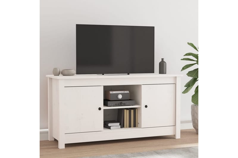 beBasic Tv-bänk vit 103x36,5x52 cm massiv furu - Möbler - Vardagsrum - Tv-möbler & mediamöbler - Tv-bänkar