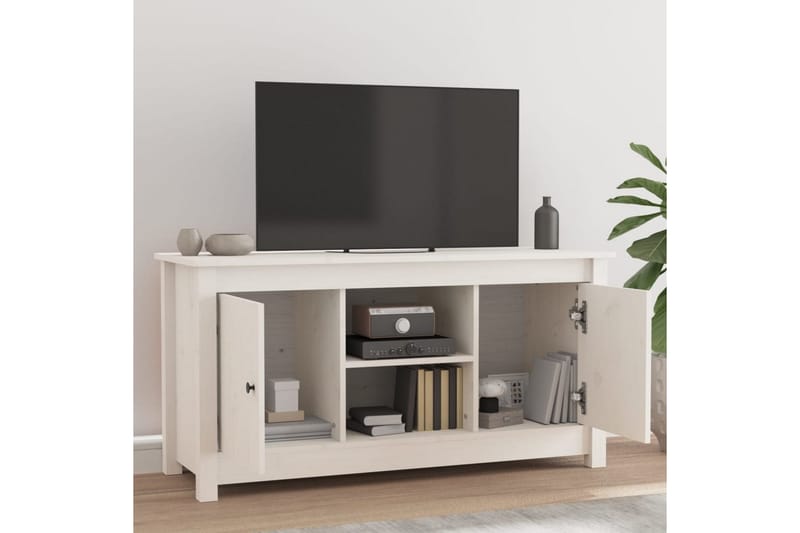 beBasic Tv-bänk vit 103x36,5x52 cm massiv furu - Möbler - Vardagsrum - Tv-möbler & mediamöbler - Tv-bänkar