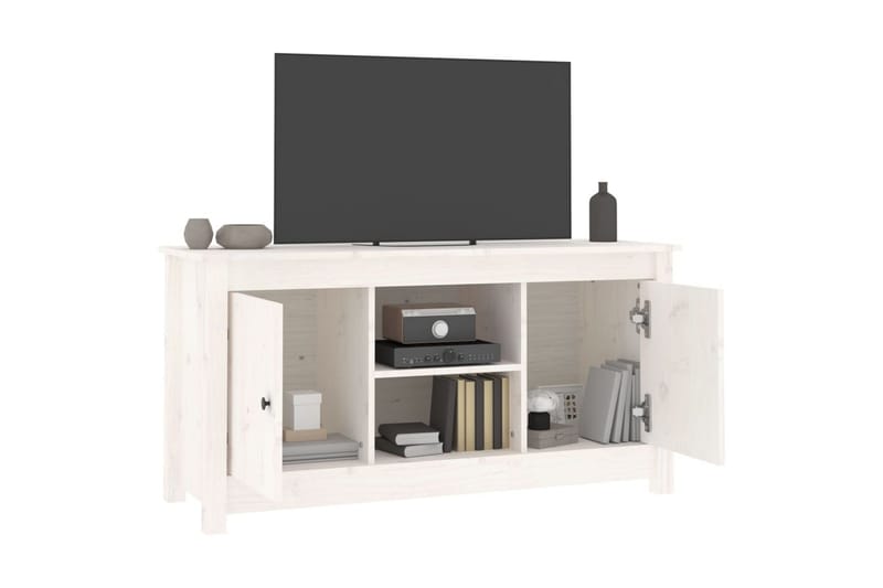 beBasic Tv-bänk vit 103x36,5x52 cm massiv furu - Möbler - Vardagsrum - Tv-möbler & mediamöbler - Tv-bänkar