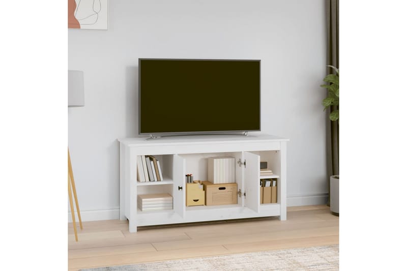 beBasic Tv-bänk vit 103x36,5x52 cm massiv furu - Möbler - Vardagsrum - Tv-möbler & mediamöbler - Tv-bänkar