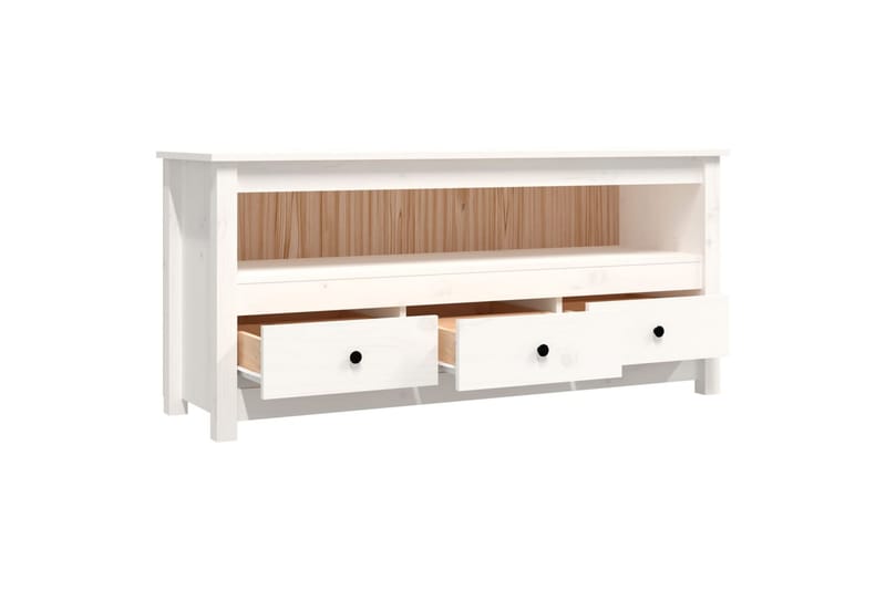 beBasic Tv-bänk vit 114x35x52 cm massiv furu - Möbler - Vardagsrum - Tv-möbler & mediamöbler - Tv-bänkar