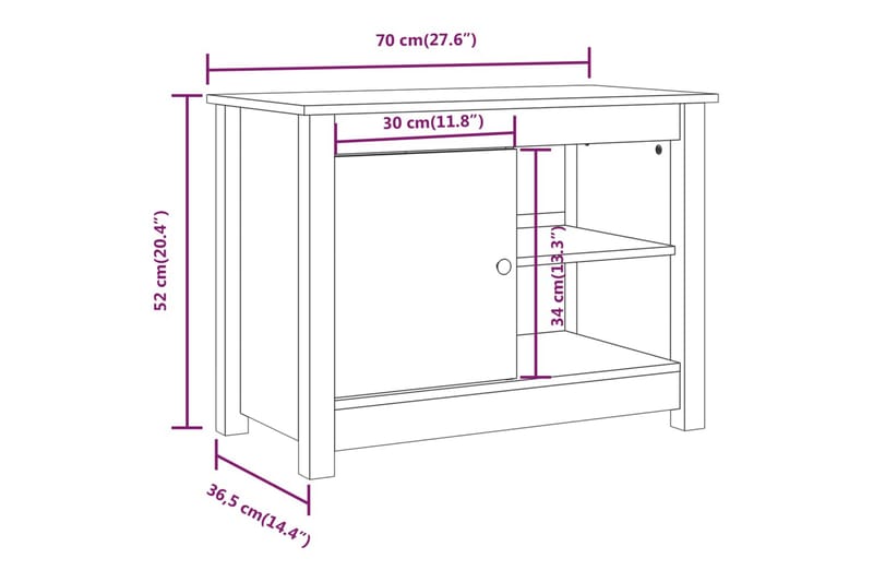 beBasic Tv-bänk vit 70x36,5x52 cm massiv furu - Möbler - Vardagsrum - Tv-möbler & mediamöbler - Tv-bänkar