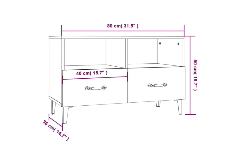 beBasic Tv-bänk vit 80x36x50 cm konstruerat trä - Möbler - Vardagsrum - Tv-möbler & mediamöbler - Tv-bänkar