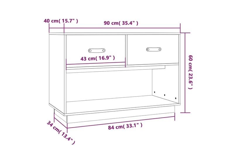 beBasic Tv-bänk vit 90x40x60 cm massiv furu - Möbler - Vardagsrum - Tv-möbler & mediamöbler - Tv-bänkar