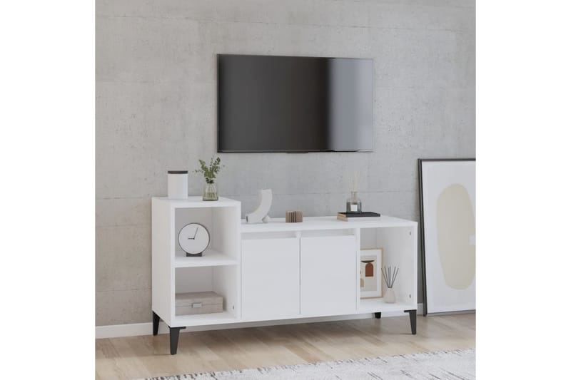 beBasic Tv-bänk vit högglans 100x35x55 cm konstruerat trä - Möbler - Vardagsrum - Tv-möbler & mediamöbler - Tv-bänkar