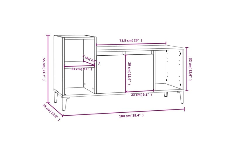 beBasic Tv-bänk vit högglans 100x35x55 cm konstruerat trä - Möbler - Vardagsrum - Tv-möbler & mediamöbler - Tv-bänkar