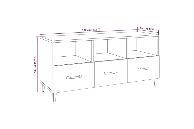 beBasic Tv-bänk vit högglans 102x35x50 cm konstruerat trä - Möbler - Vardagsrum - Tv-möbler & mediamöbler - Tv-bänkar