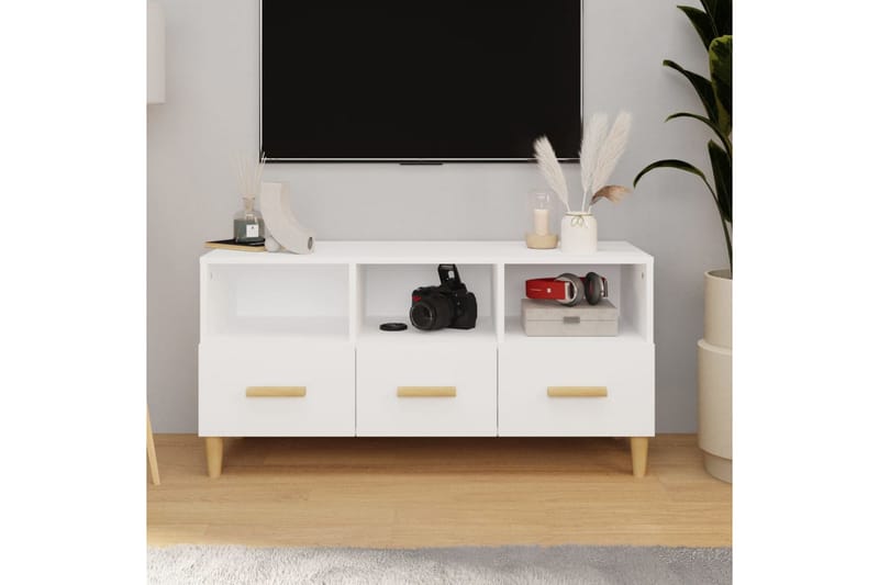 beBasic Tv-bänk vit högglans 102x36x50 cm konstruerat trä - Möbler - Vardagsrum - Tv-möbler & mediamöbler - Tv-bänkar