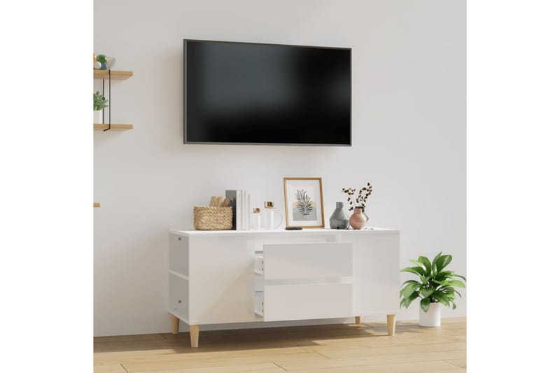 beBasic Tv-bänk vit högglans 102x44,5x50 cm konstruerat trä - Möbler - Vardagsrum - Tv-möbler & mediamöbler - Tv-bänkar