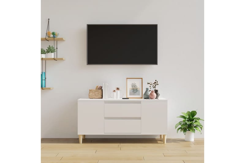 beBasic Tv-bänk vit högglans 102x44,5x50 cm konstruerat trä - Möbler - Vardagsrum - Tv-möbler & mediamöbler - Tv-bänkar