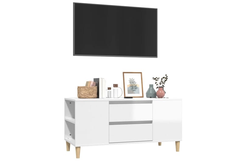 beBasic Tv-bänk vit högglans 102x44,5x50 cm konstruerat trä - Möbler - Vardagsrum - Tv-möbler & mediamöbler - Tv-bänkar