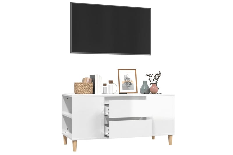 beBasic Tv-bänk vit högglans 102x44,5x50 cm konstruerat trä - Möbler - Vardagsrum - Tv-möbler & mediamöbler - Tv-bänkar