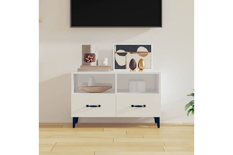 beBasic Tv-bänk vit högglans 80x36x50 cm konstruerat trä - Möbler - Vardagsrum - Tv-möbler & mediamöbler - Tv-bänkar