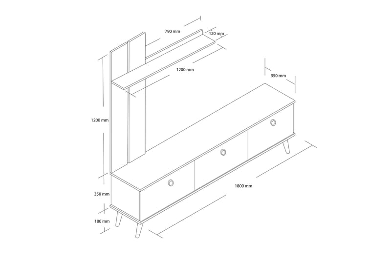 BICHENO Tv-bänk 180 cm Ek - Möbler - Vardagsrum - Tv-möbler & mediamöbler - Tv-bänkar