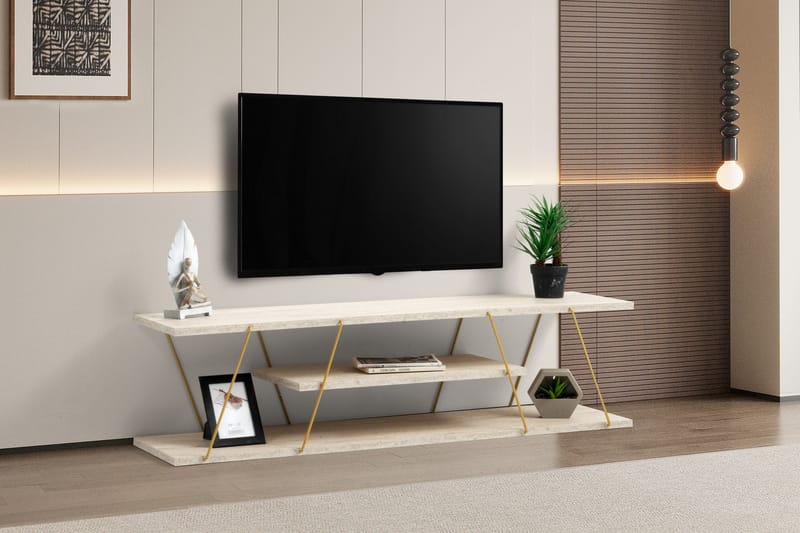 Canaz Tv-bänk 120 cm Guld/Marmor - Möbler - Vardagsrum - Tv-möbler & mediamöbler - Tv-bänkar