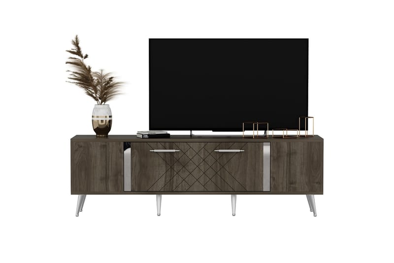 Detas  Tv-bänk 150 cm Valnöt/Silver - Möbler - Vardagsrum - Tv-möbler & mediamöbler - Tv-bänkar