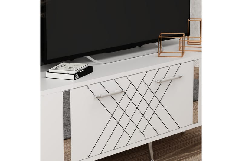 Detas  Tv-bänk 150 cm Vit/Silver - Möbler - Vardagsrum - Tv-möbler & mediamöbler - Tv-bänkar