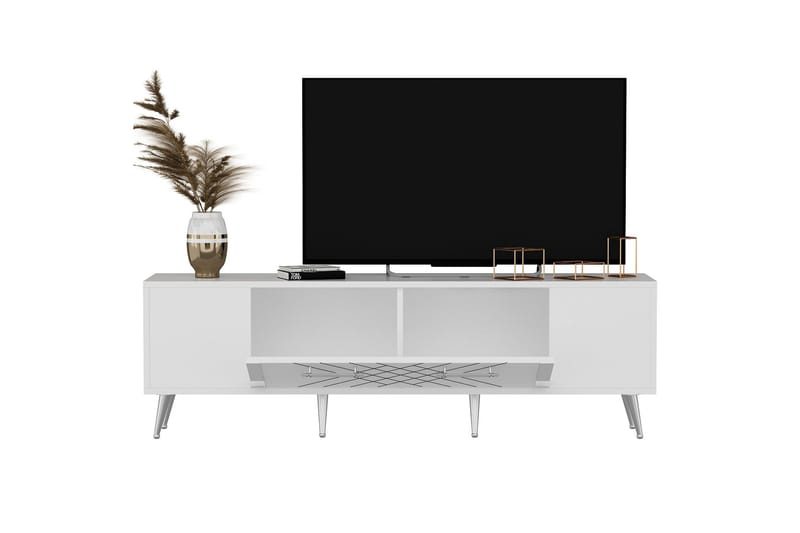 Detas  Tv-bänk 150 cm Vit/Silver - Möbler - Vardagsrum - Tv-möbler & mediamöbler - Tv-bänkar