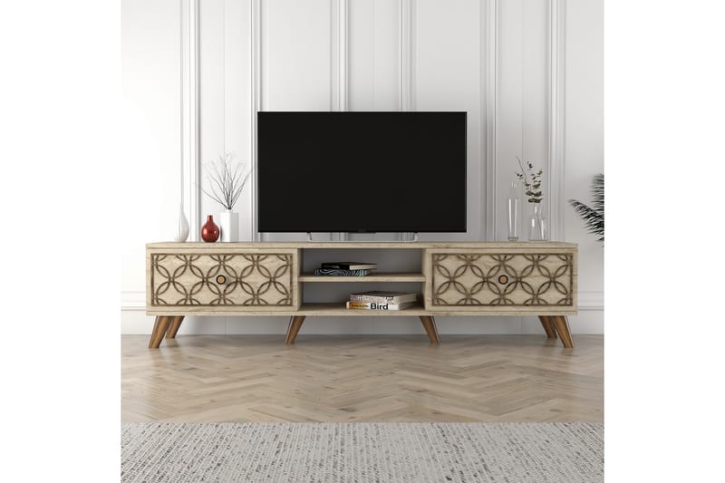 DUGLASS Tv-bänk 180 cm Beige - Möbler - Vardagsrum - Tv-möbler & mediamöbler - Tv-bänkar