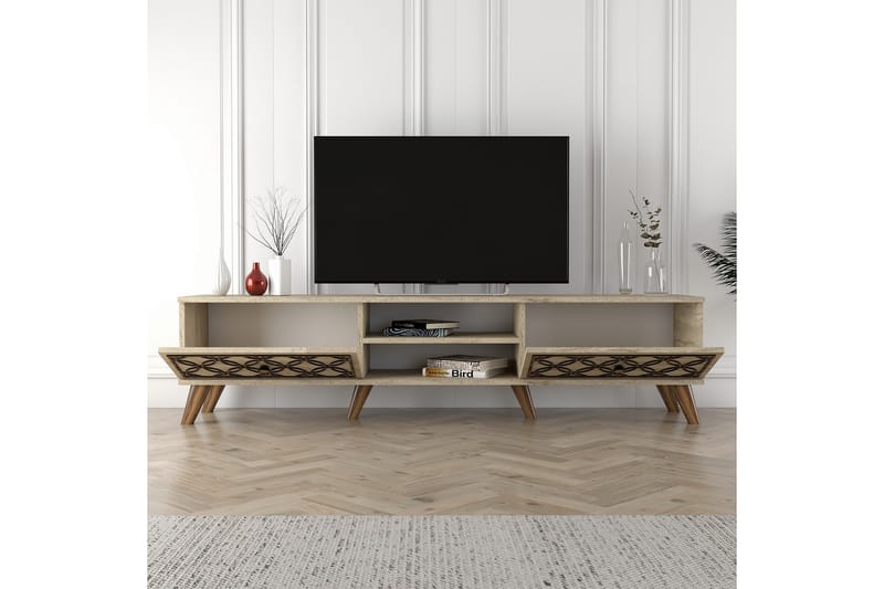 DUGLASS Tv-bänk 180 cm Beige - Möbler - Vardagsrum - Tv-möbler & mediamöbler - Tv-bänkar