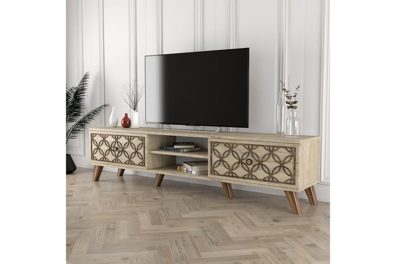 DUGLASS Tv-bänk 180 cm Beige - Möbler - Vardagsrum - Tv-möbler & mediamöbler - Tv-bänkar