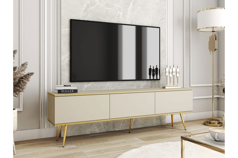 Edson Tv-bänk 175 cm - Beige/Guld - Möbler - Vardagsrum - Tv-möbler & mediamöbler - Tv-bänkar