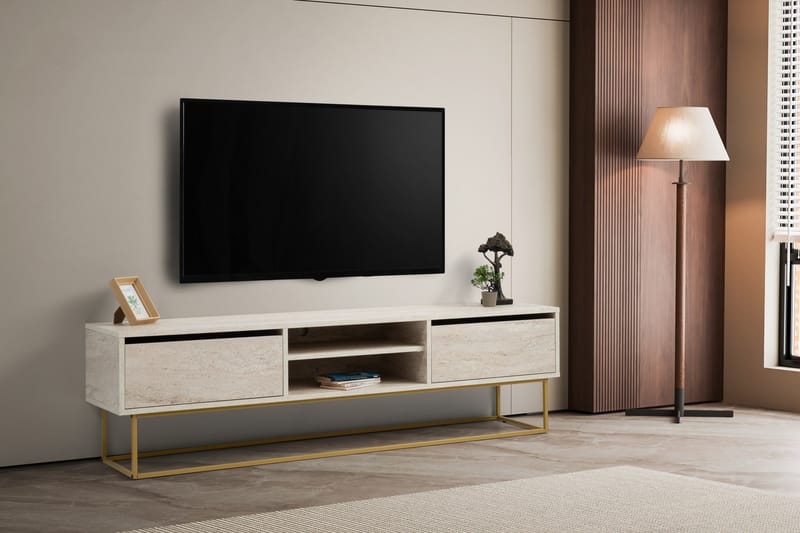 ESCAPE Tv-bänk 180 cm Guld/Marmor - Möbler - Vardagsrum - Tv-möbler & mediamöbler - Tv-bänkar