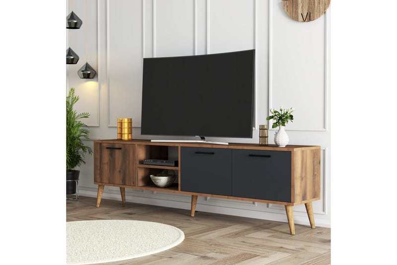 ESSEXA Tv-bänk 180x35 cm Brun/Svart - Möbler - Vardagsrum - Tv-möbler & mediamöbler - Tv-bänkar