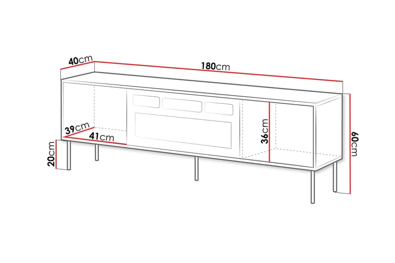 FALER Tv-bänk 180 cm Svart - Möbler - Vardagsrum - Tv-möbler & mediamöbler - Tv-bänkar