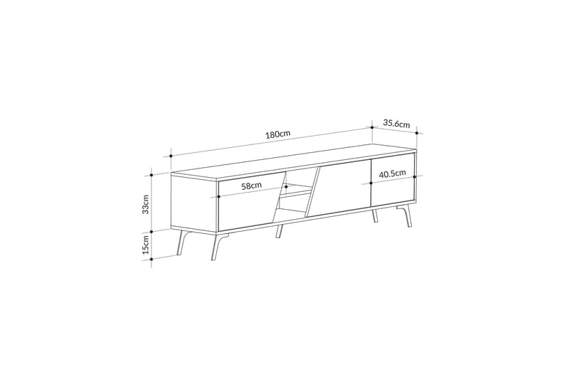 FIONA Tv-bänk 180x35,6 cm Brun/Vit - Möbler - Vardagsrum - Tv-möbler & mediamöbler - Tv-bänkar